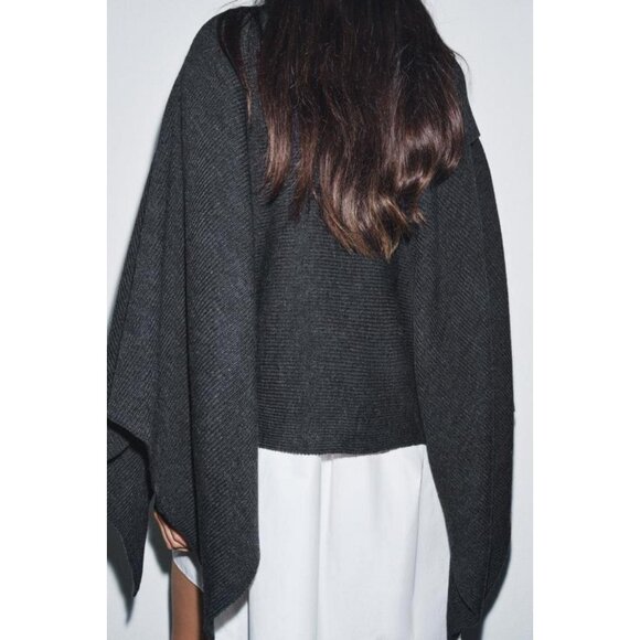 ZARA ASYMMETRIC NECK WOOL CAPE - Picture 8 of 10